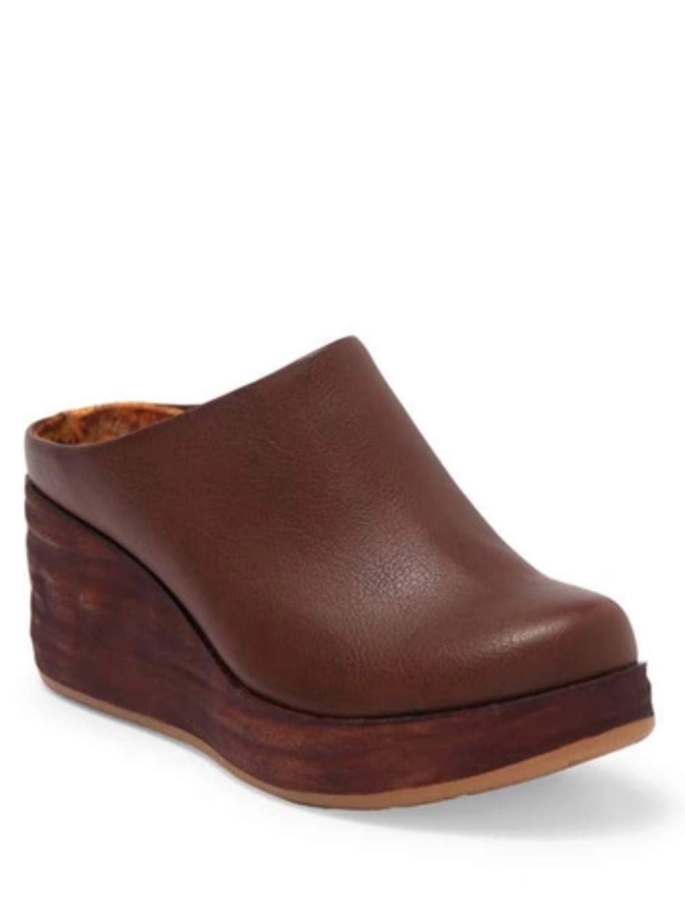 Kork-Ease Brown Leather Platform Mule